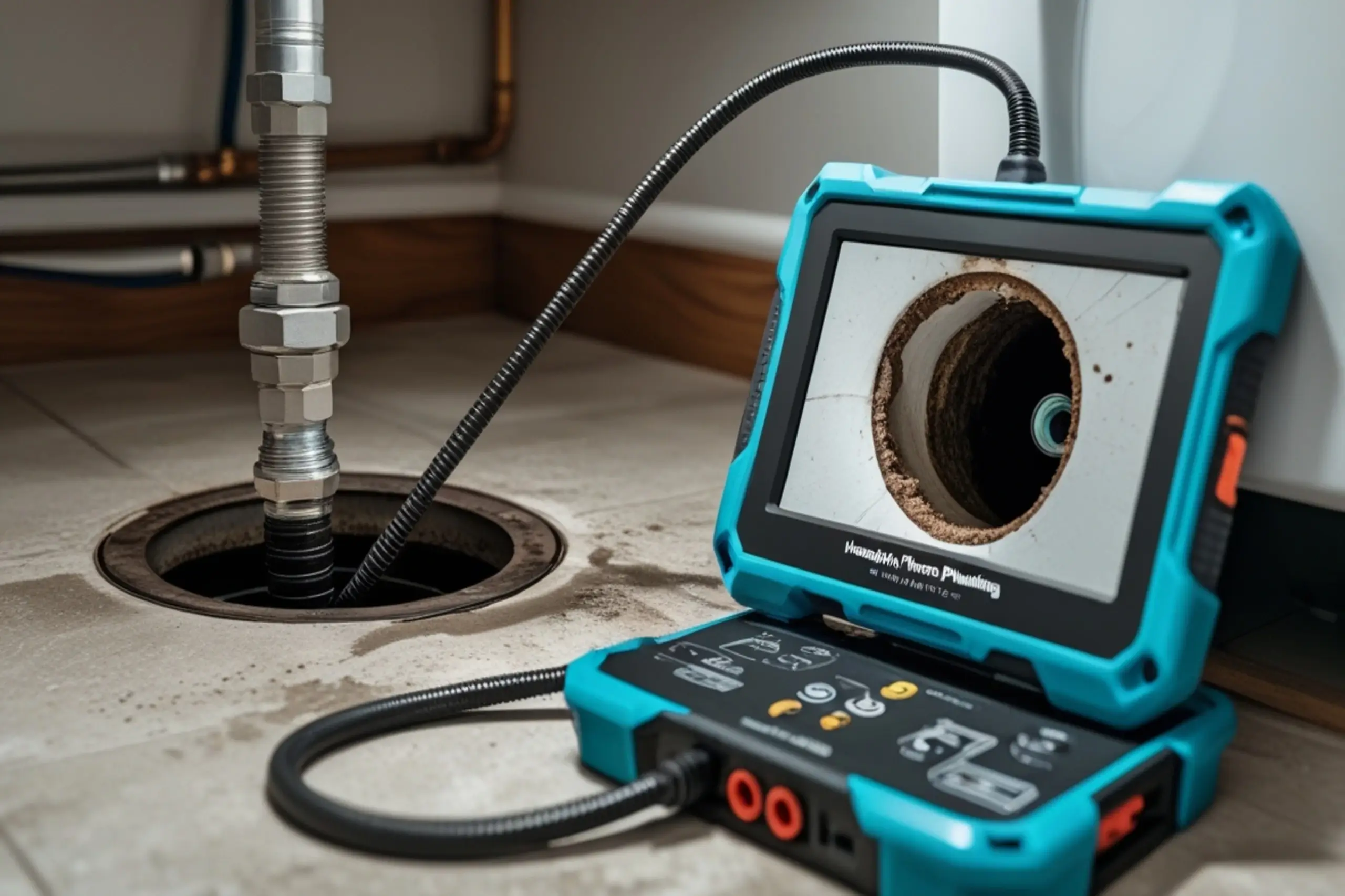 A Plumber performing a camera inspection in a Hope Mills, NC home, using advanced technology to diagnose plumbing issues
